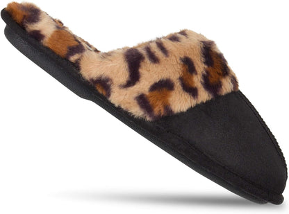 Womens Comfy Faux Fur House Slipper Scuff Memory Foam Slip on Anti-Skid Soleslipper