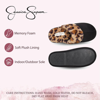 Womens Comfy Faux Fur House Slipper Scuff Memory Foam Slip on Anti-Skid Soleslipper